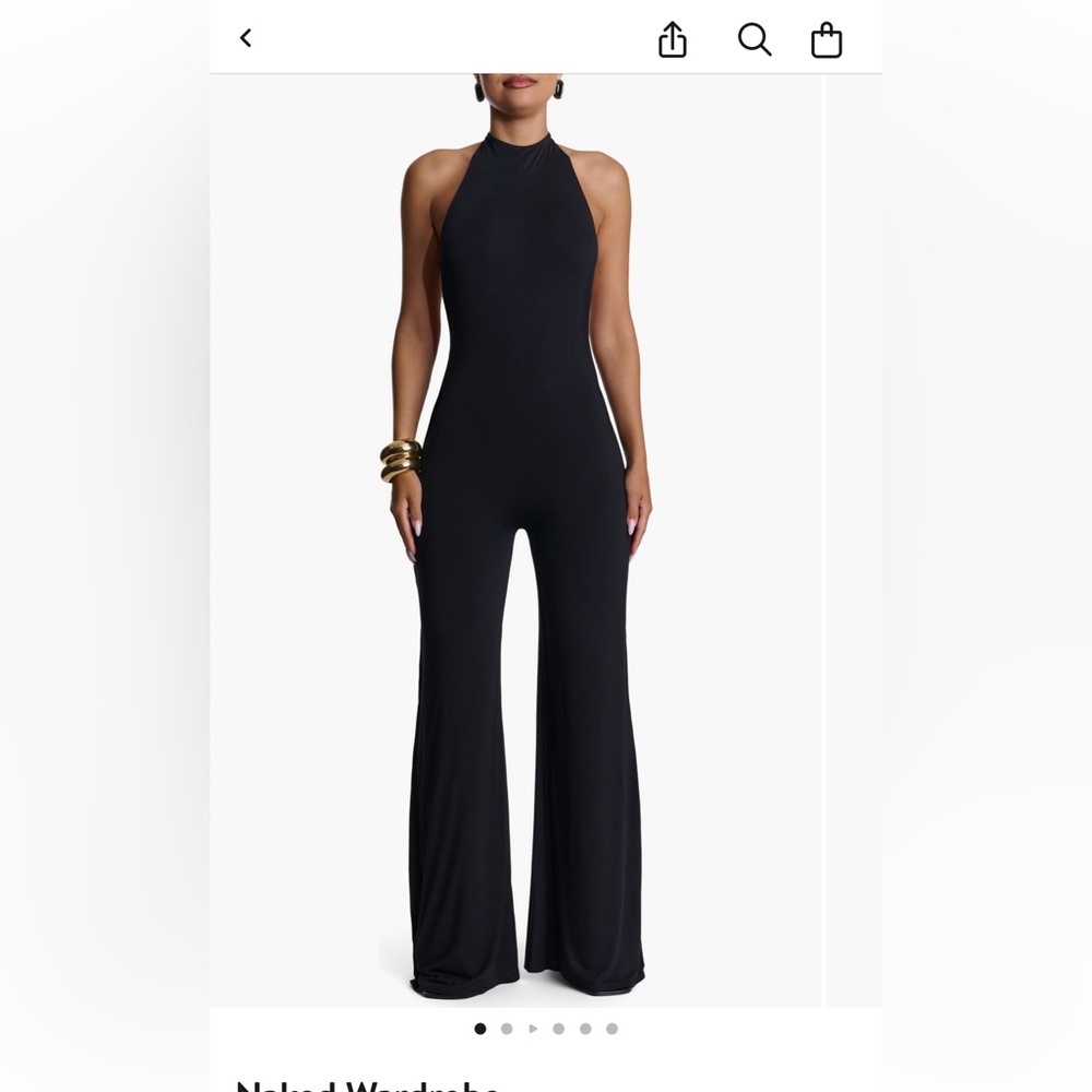 Open back halter wide leg jumpsuit